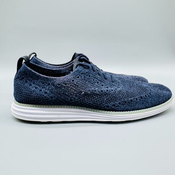 Cole Haan Shoes Mens 11 Blue Stitchlite Wingtip Oxford Zerogrand Sneakers - Picture 1 of 10